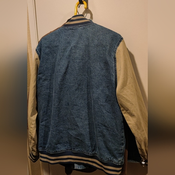 AWESOME OLD RARE VINTAGE LEVIS SILVER TAB DENIM & CANVAS JEAN LETTERMAN BOMBER - Picture 4 of 4